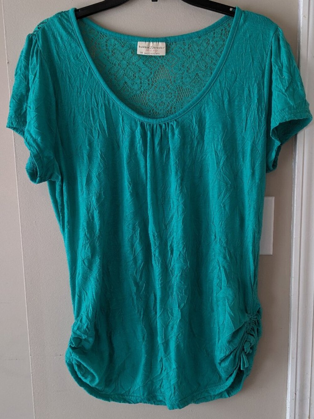 Bobbie Brooks Tie Side Crochet Top Sz 1X